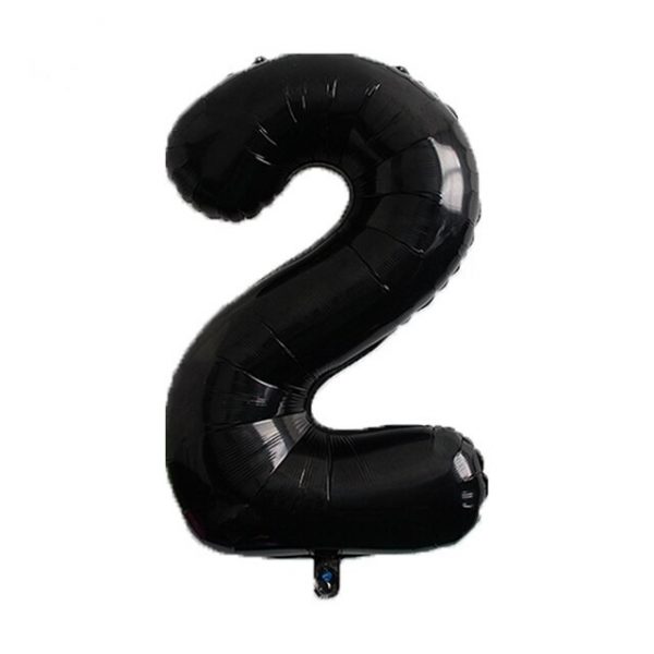 Фольгированный шар в форме черной цифры 2. Размер – 66 см.
