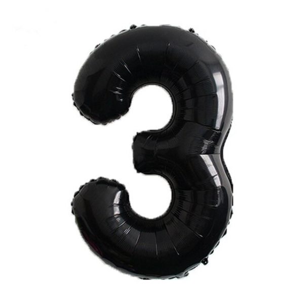 Фольгированный шар в форме черной цифры 3. Размер – 66 см.