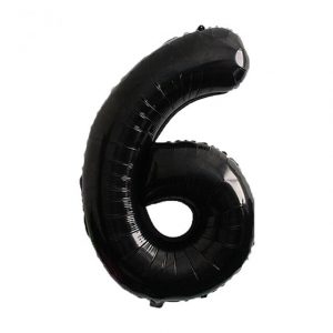 Фольгированный шар в форме черной цифры 6. Размер – 66 см.