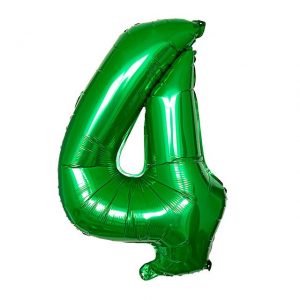 Фольгированный шар в форме зеленой цифры 4.