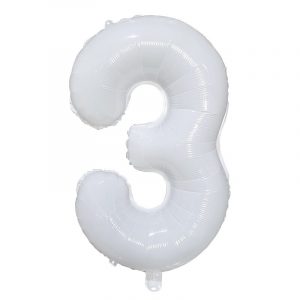 Фольгированный шар в форме белой цифры 3.