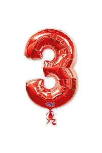 Фольгированный шар в форме красной цифры 3.