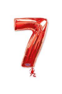 Фольгированный шар в форме красной цифры 7.