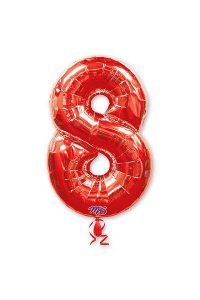 Фольгированный шар в форме красной цифры 8.