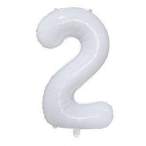 Фольгированный шар в форме белой цифры 2