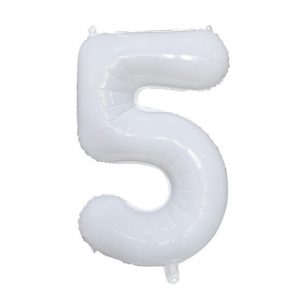 Фольгированный шар в форме белой цифры 5