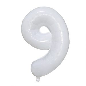 Фольгированный шар в форме белой цифры 9.